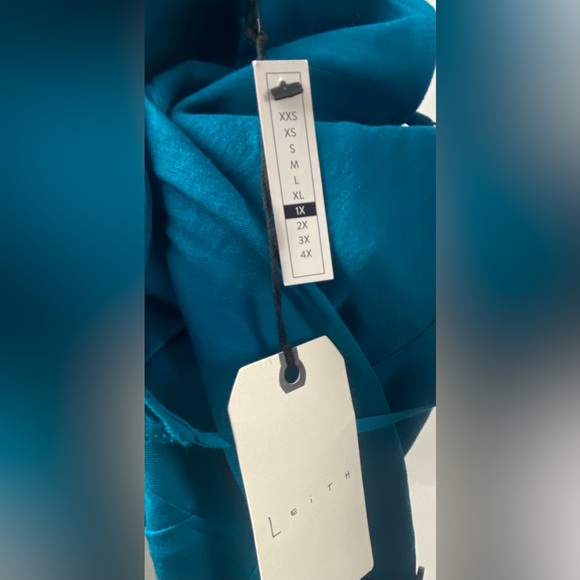 Linen Mini Dress Teal Spaghetti Adjustable Straps Size 1X NWT by Leith - Picture 12 of 14